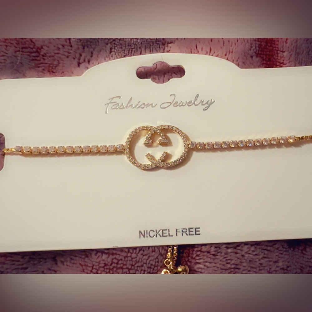 Gold Bracelet with Rhinestones